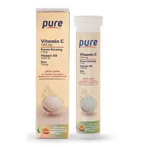 PURE VITAMIN C GINSENG VITAMIN D3 ZINC 20 EFFE TAB