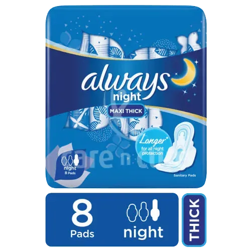 Always Sanitary Napkin Night With Wings Extra Long 8 Pad 1 Pack