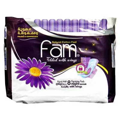 FAM  COTTON FEEL NIGHT WITH WINGS 8 Pad  1Pack   1 Pack