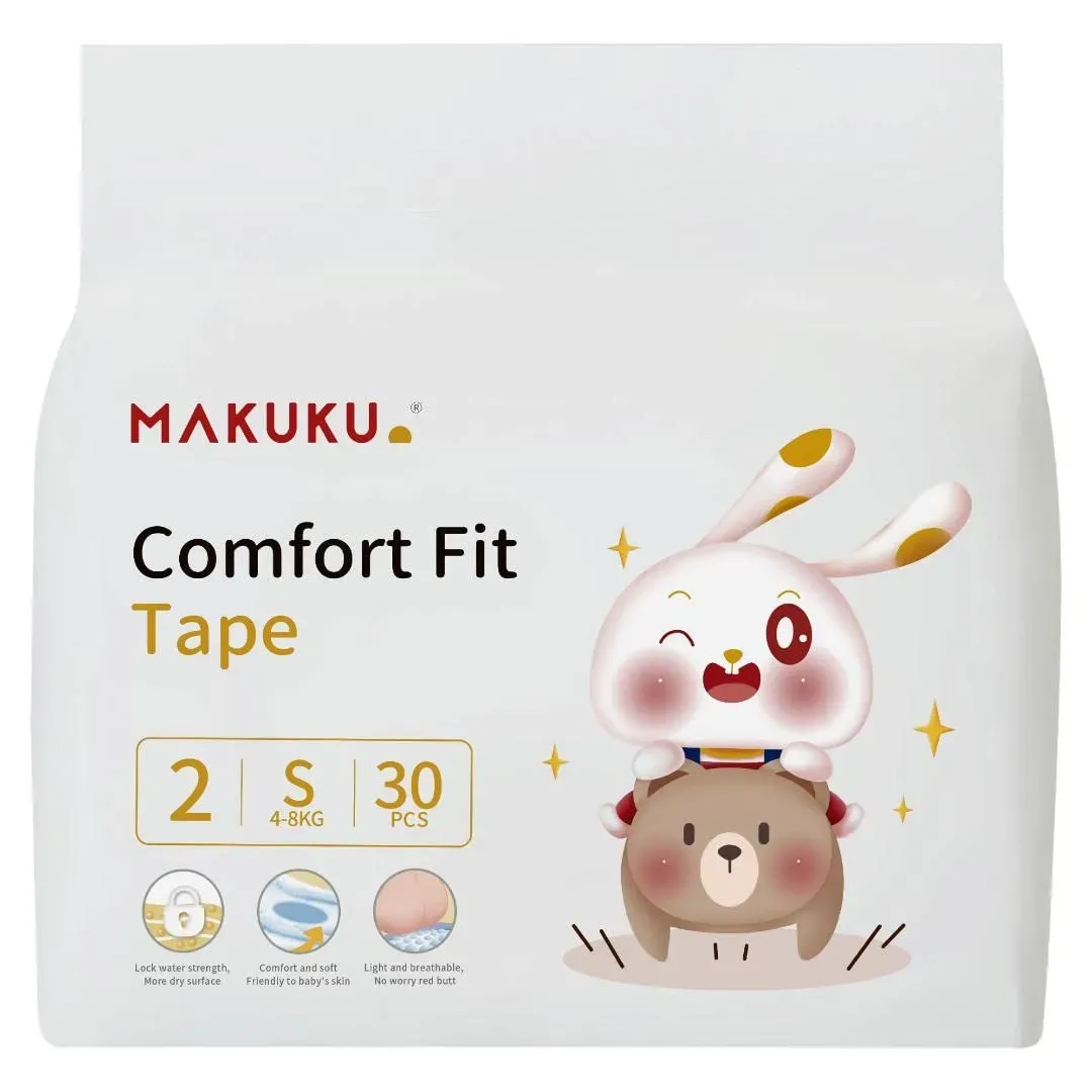 MAKUKU COMFORT FIT TAPE NO-2 (4-8 KG) 30 DIAPERS 8901 1 Pack